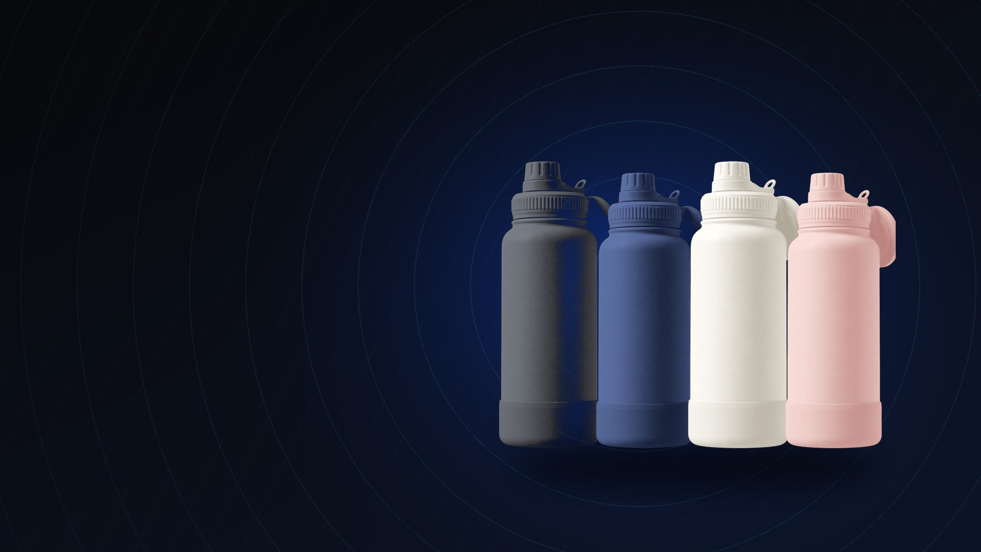 Les quatre coloris de la gourde magnétique Merelli 950 ml